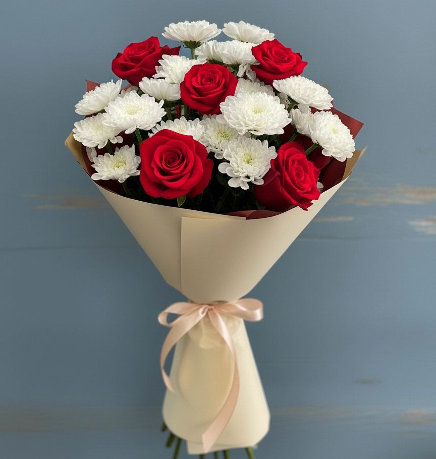 Букет цветов из: Розы и Хризантемы в Колпне