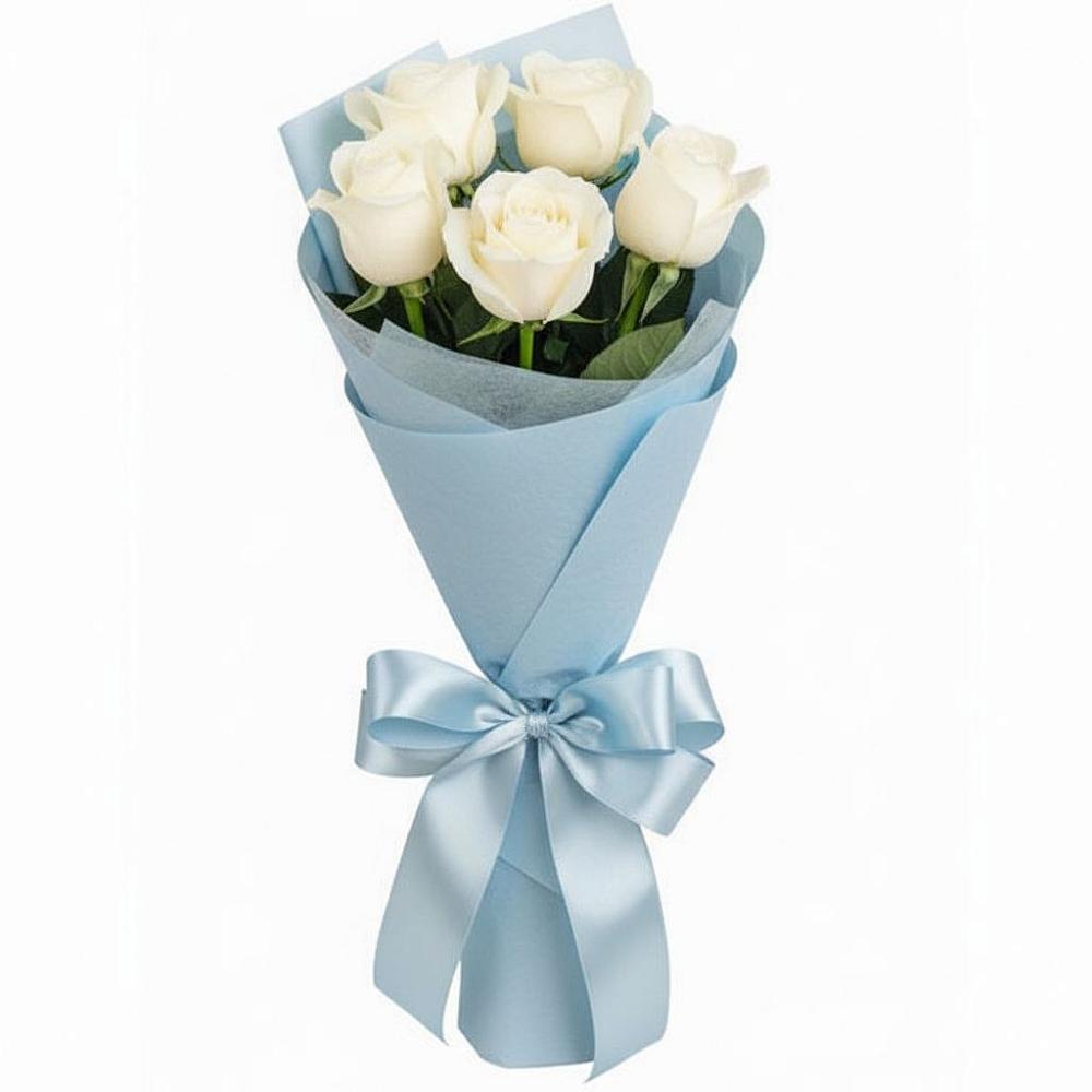 Букет 5 Белых роз Проуд в Колпне