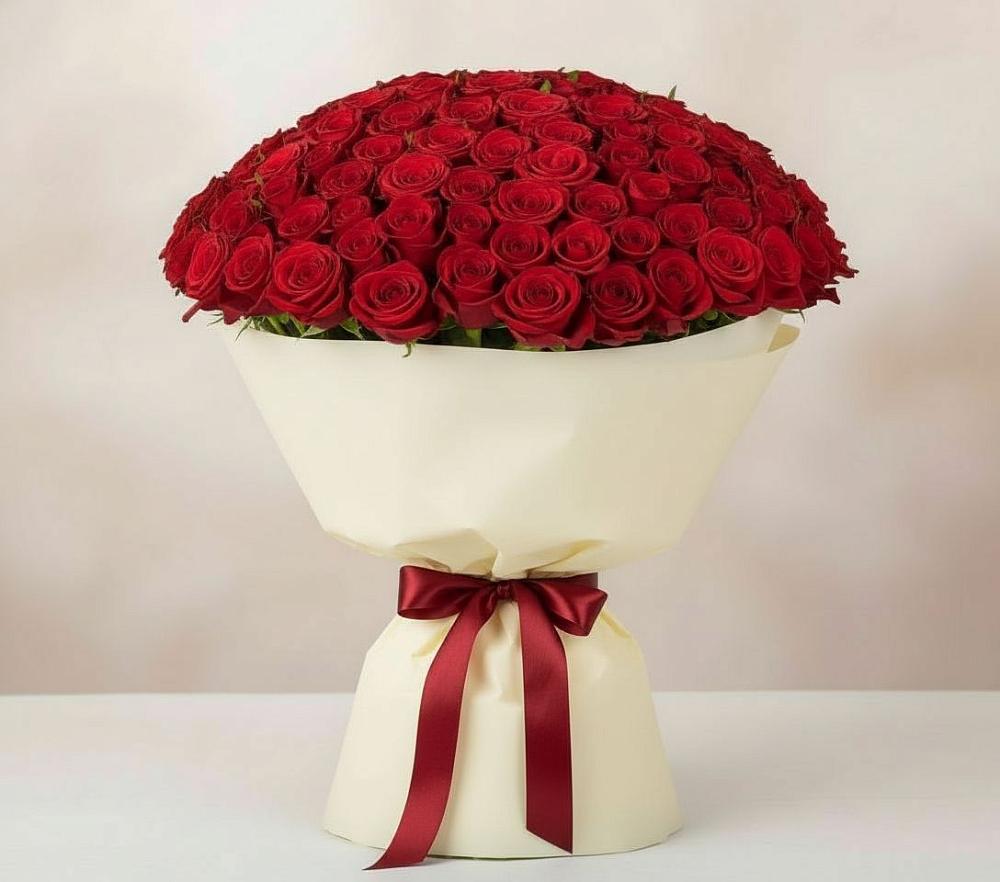 Букет 101 Красная роза Милано в Колпне