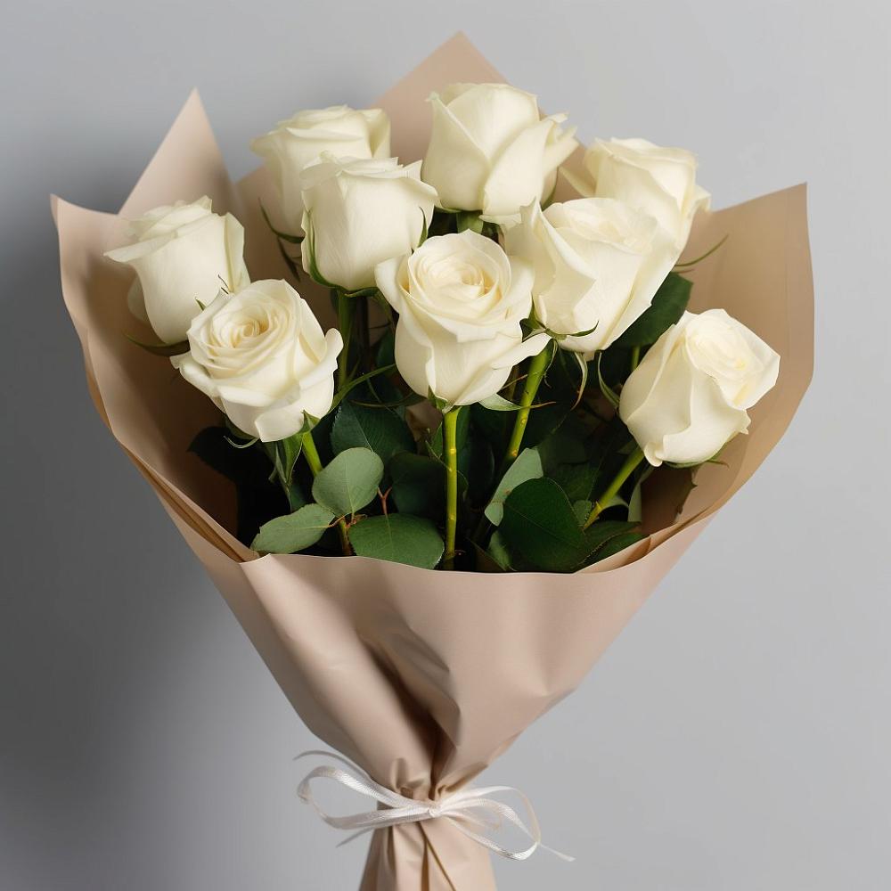 Букет 9 Белых роз Эдлесс Лав в Колпне