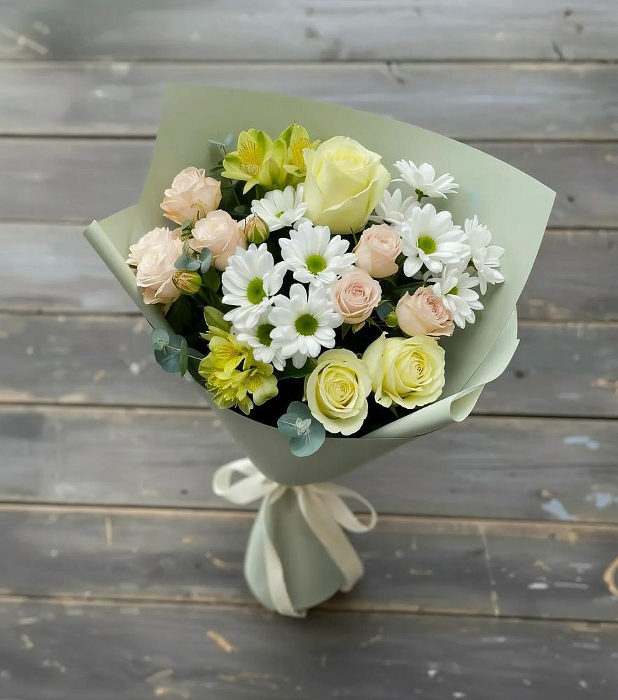 Букет цветов из: Альстромерии, Розы и Хризантемы в Колпне