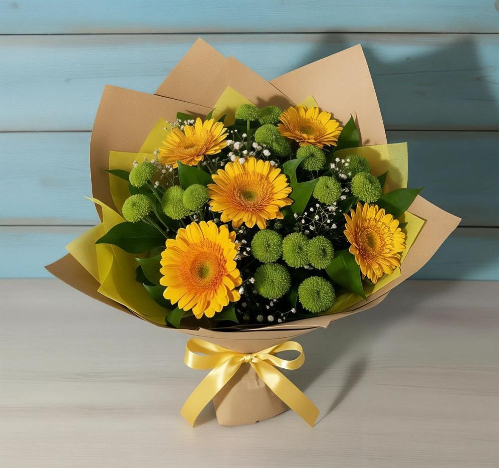 Букет цветов из: Герберы и Хризантемы в Колпне