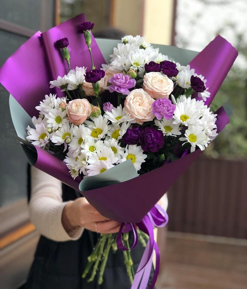 Букет цветов из: Хризантемы, Гвоздики и Розы в Колпне