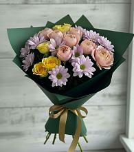 Букет цветов из:  Хризантемы и Розы в Колпне