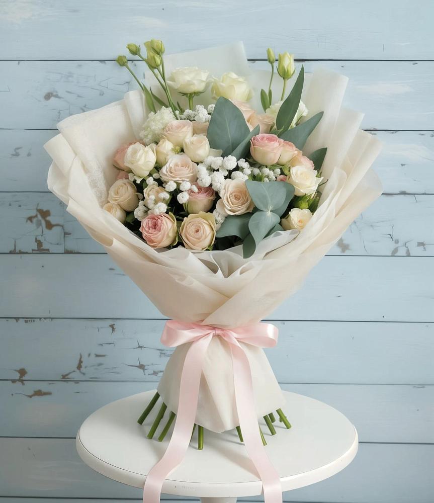 Букет цветов из: Розы и Лизиантусы в Колпне