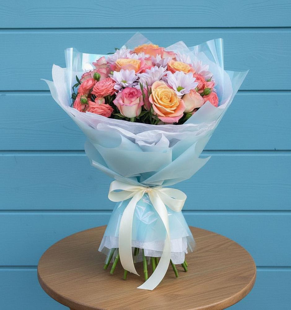 Букет цветов из: Хризантемы и Розы в Колпне