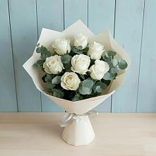 Букет Белые розы в Эвкалипте #REPLACE_PRED# Колпне