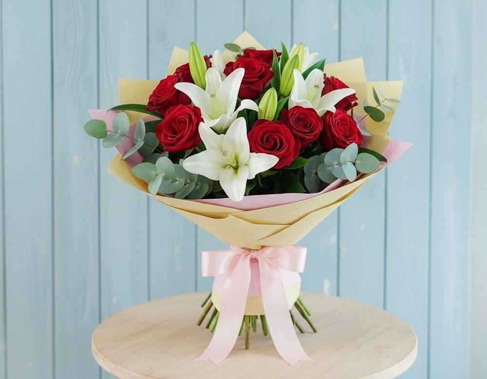 Букет цветов из: Лилии и Розы в Колпне